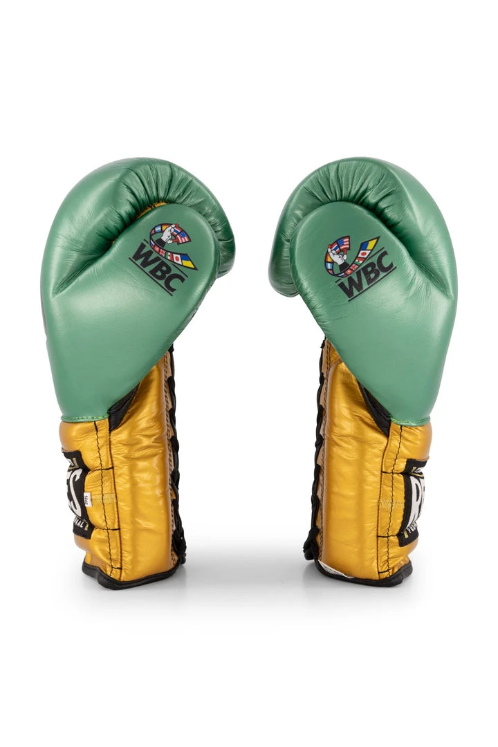 WBC X Cleto Reyes - Gloves With Laces / Green And Gold 3 WBC X Cleto Reyes - Gloves With Laces / Green And Gold
