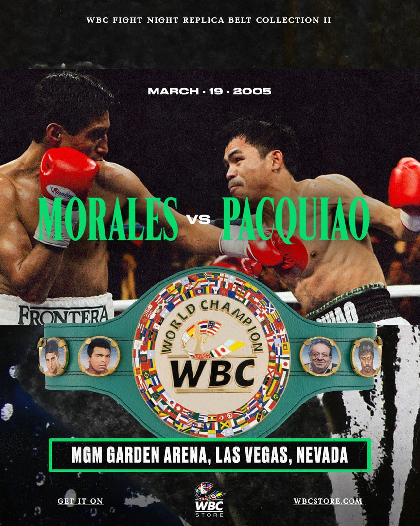 WBC Store WBC Belts WBC - Championship Belt "Historic Fights" Erik Morales Vs. Manny Pacquiao I 1 WBC Store WBC Belts WBC - Championship Belt "Historic Fights" Erik Morales Vs. Manny Pacquiao I