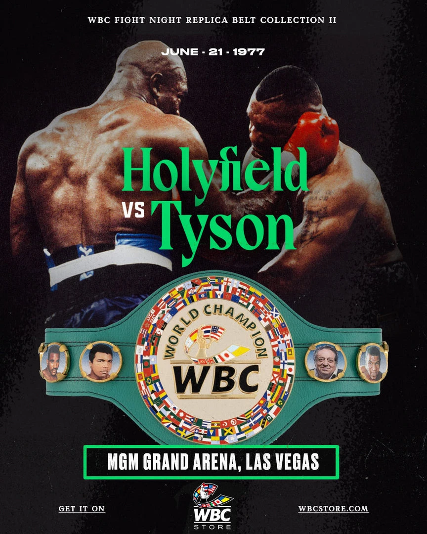 WBC Store WBC - Championship Belt "Historic Fights" Evander Holyfield Vs. Mike Tyson WBC Belts 1 WBC Store WBC - Championship Belt "Historic Fights" Evander Holyfield Vs. Mike Tyson WBC Belts