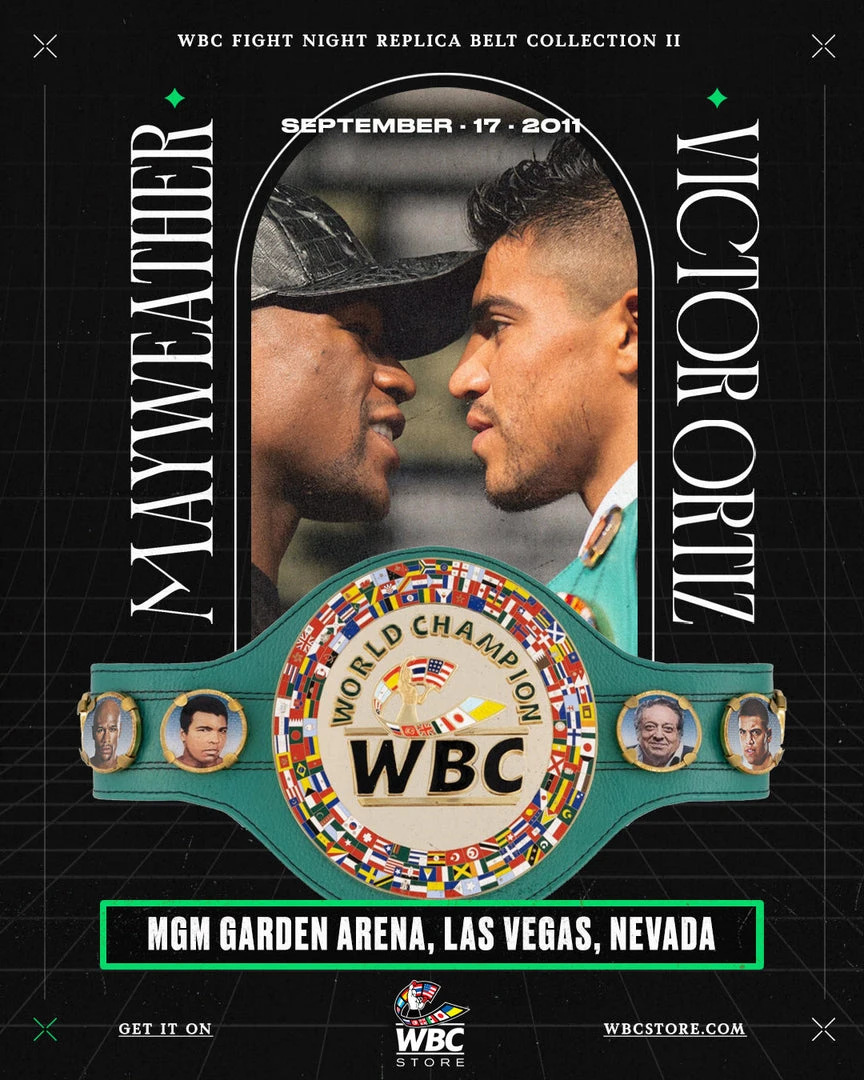 WBC Store WBC Belts WBC - Championship Belt "Historic Fights" Floyd Mayweather Jr. Vs. Víctor Ortiz 1 WBC Store WBC Belts WBC - Championship Belt "Historic Fights" Floyd Mayweather Jr. Vs. Víctor Ortiz